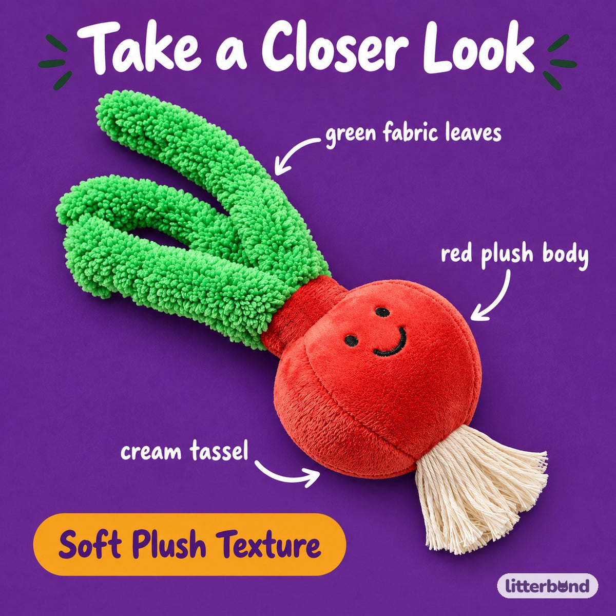 Red Onion Plush Kicker Toy for Hugging & Kicking - close-up details