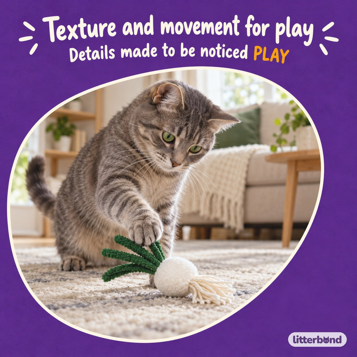 Green Onion Plush Teaser with a cat