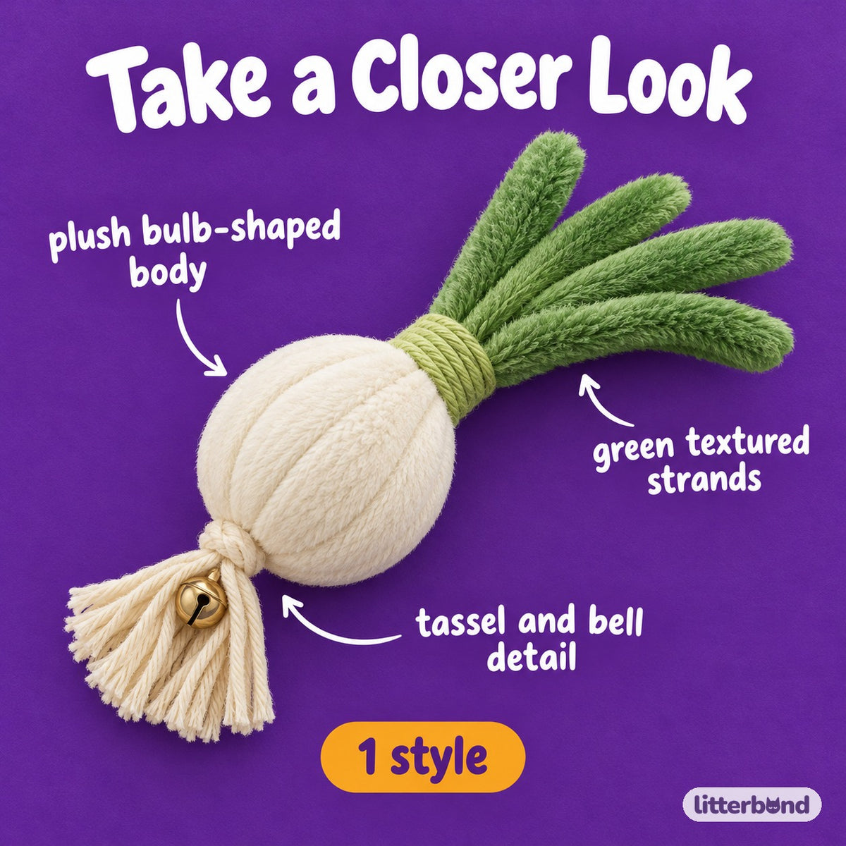 Green Onion Plush Teaser - close-up details