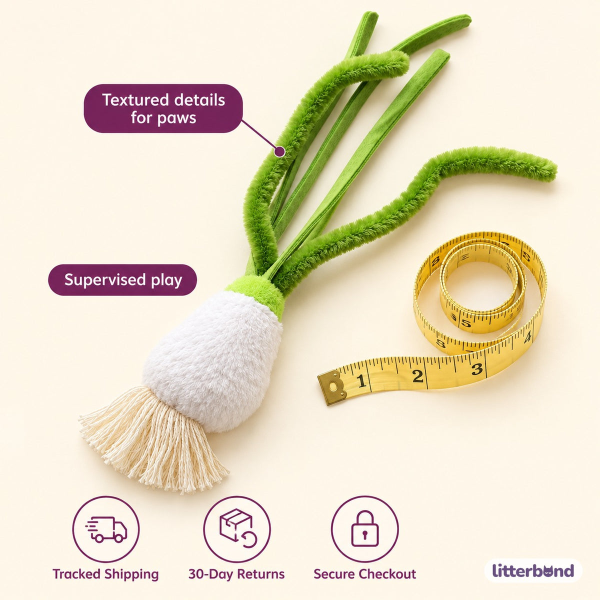 Green Onion Plush Teaser - size and details