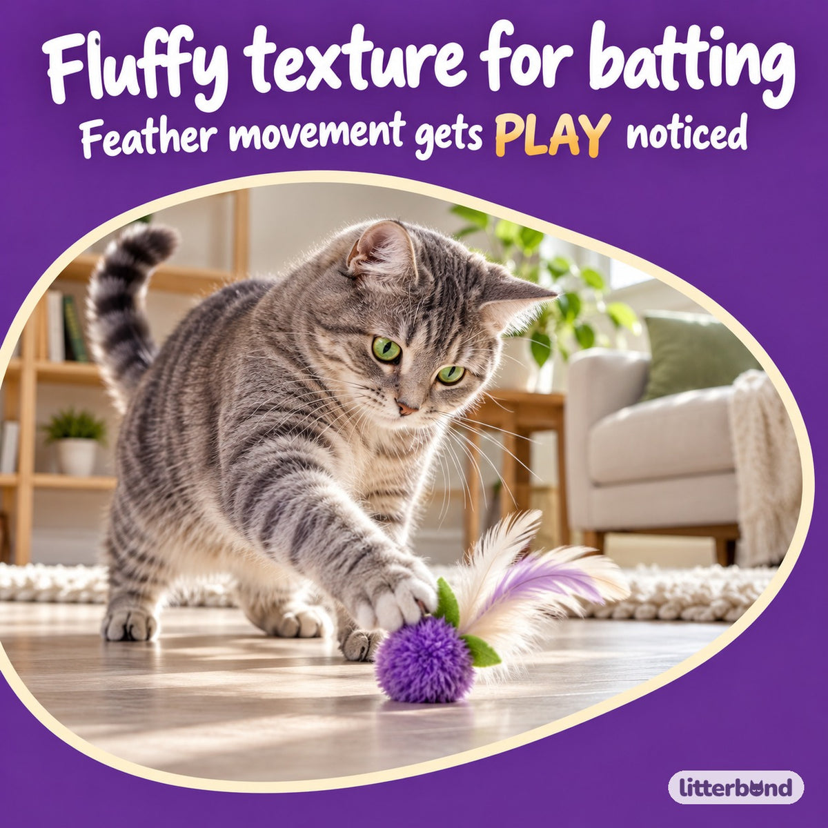 Feather Pom-Pom Toy for Batting with a cat