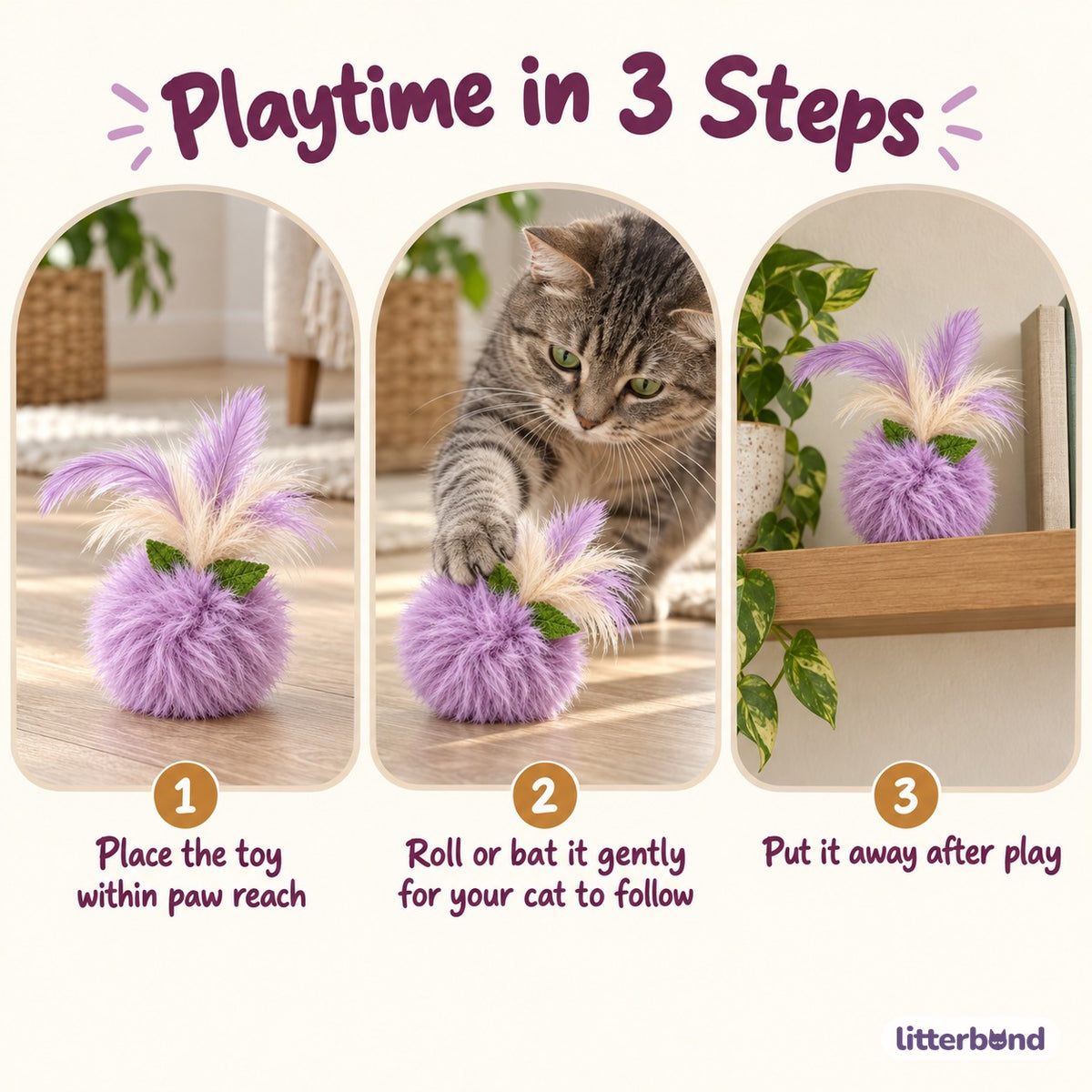 Feather Pom-Pom Toy for Batting - how to play