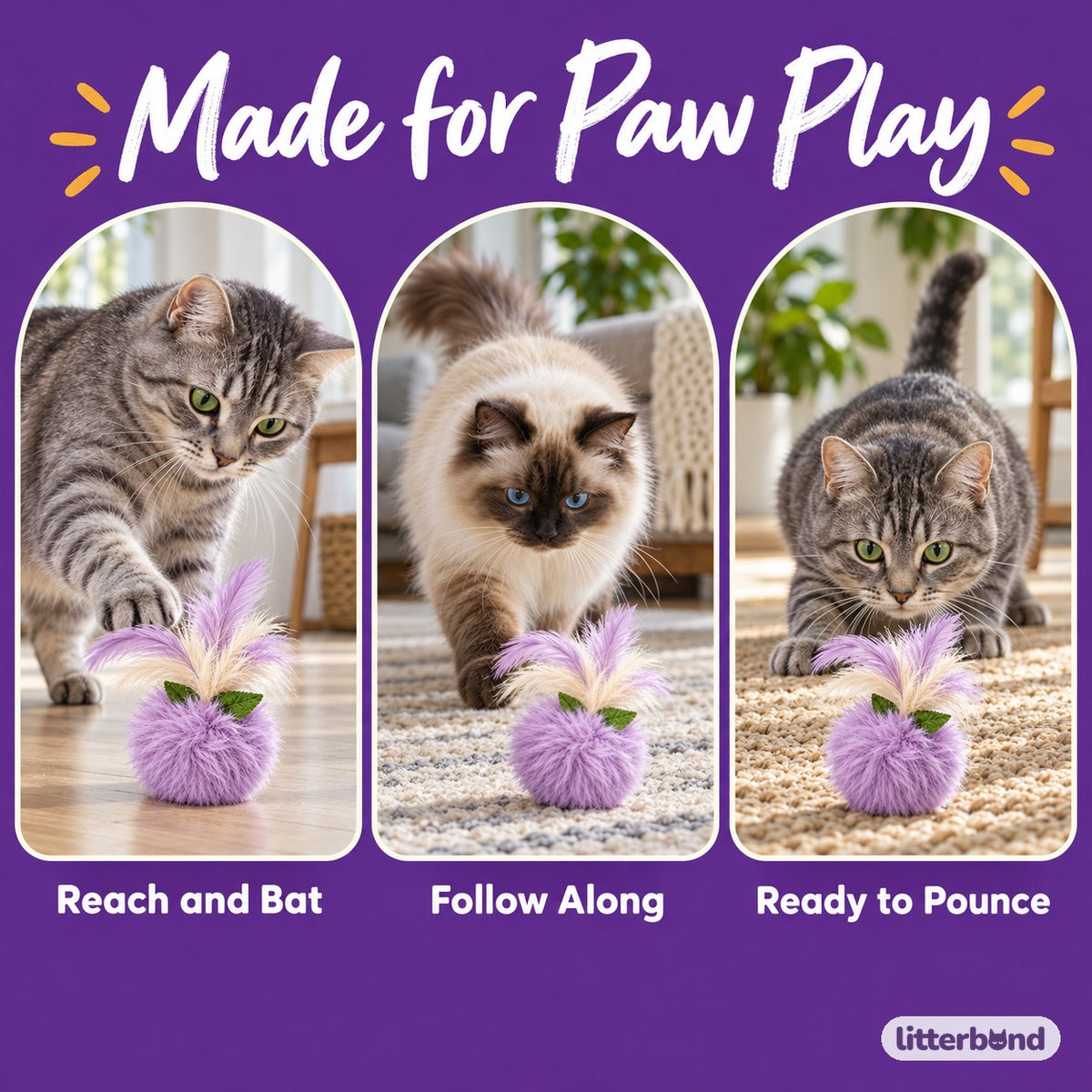 Feather Pom-Pom Toy for Batting - playtime at home