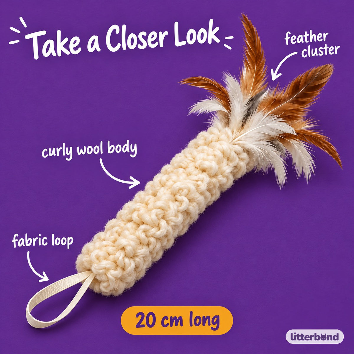 Curly Wool Kicker for Hugging - close-up details
