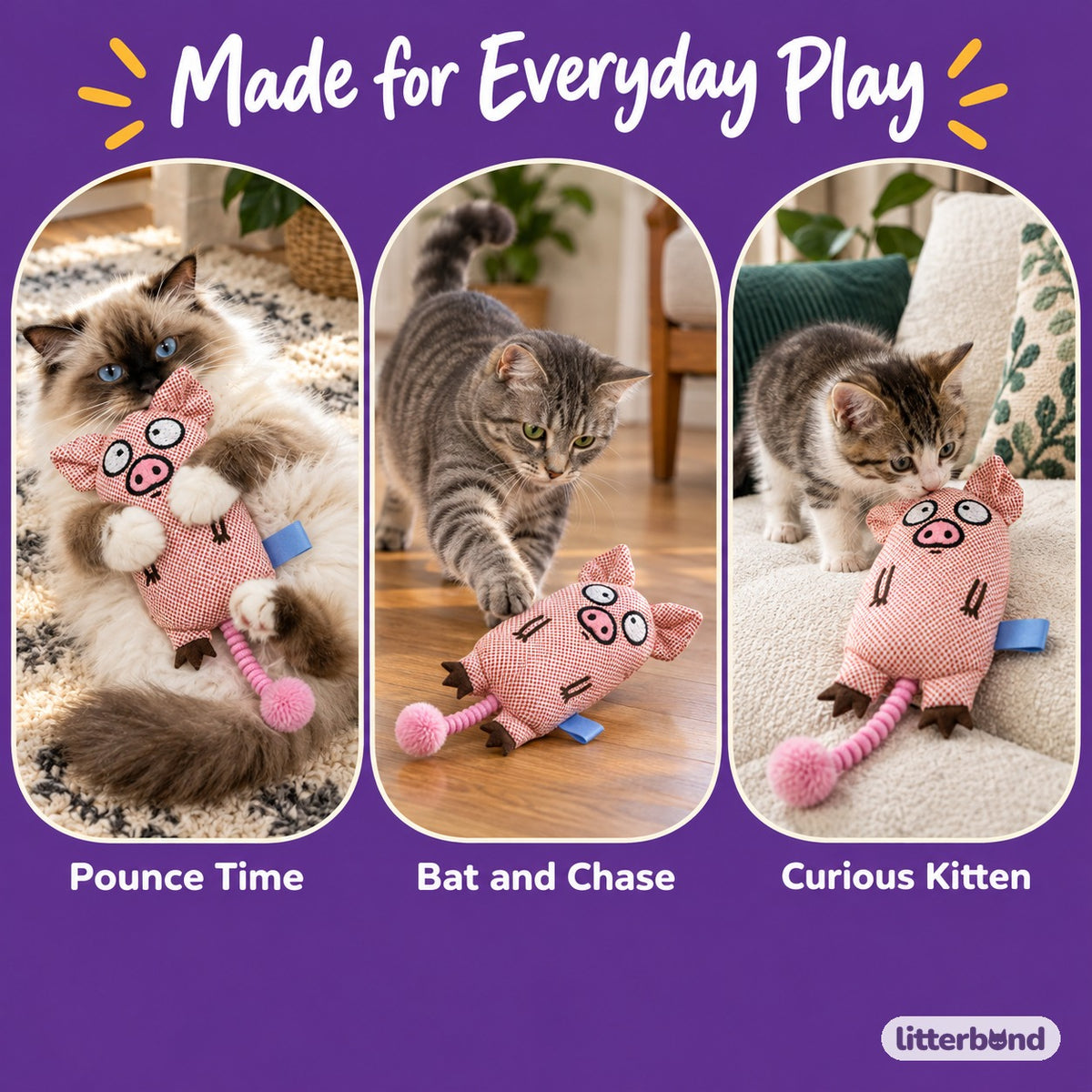 Pink Pig Plush Kicker - playtime at home