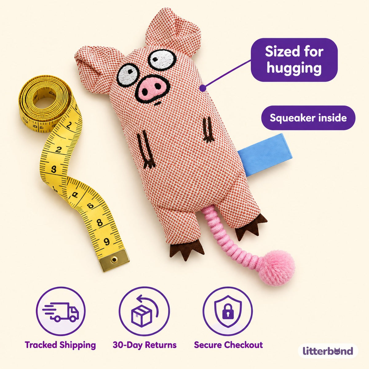Pink Pig Plush Kicker - size and details