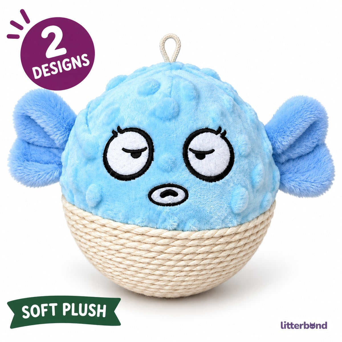 Pufferfish Rope-Bottom Cat Ball