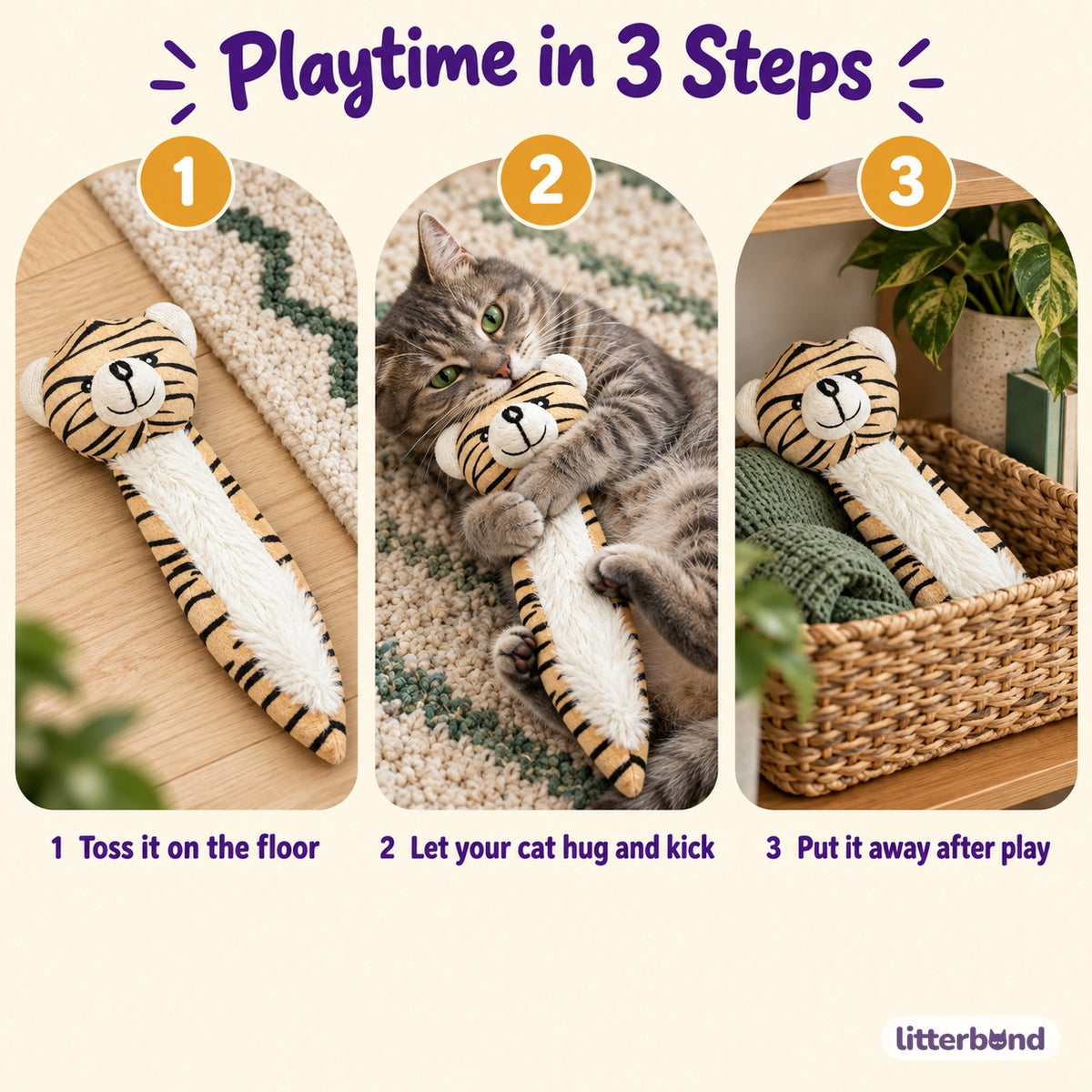Striped Tiger Kicker Plush - how to play