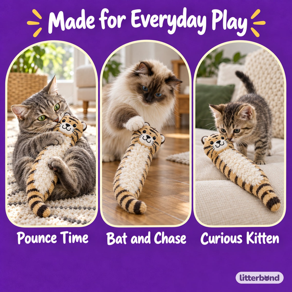 Striped Tiger Kicker Plush - playtime at home