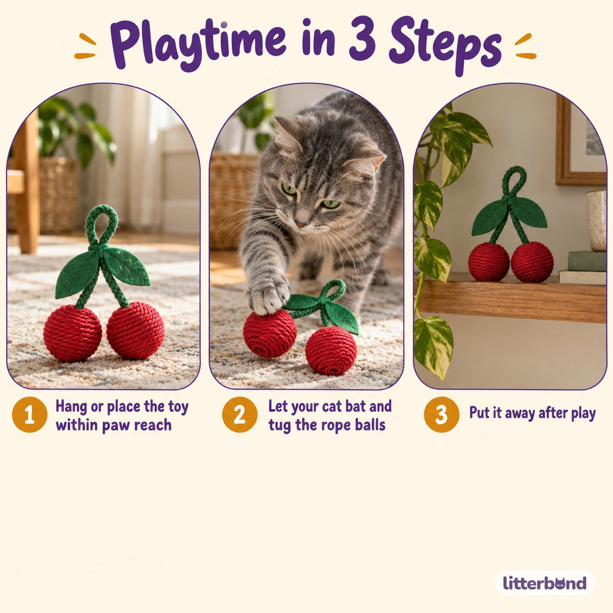 Cherry Rope Ball Toy - how to play