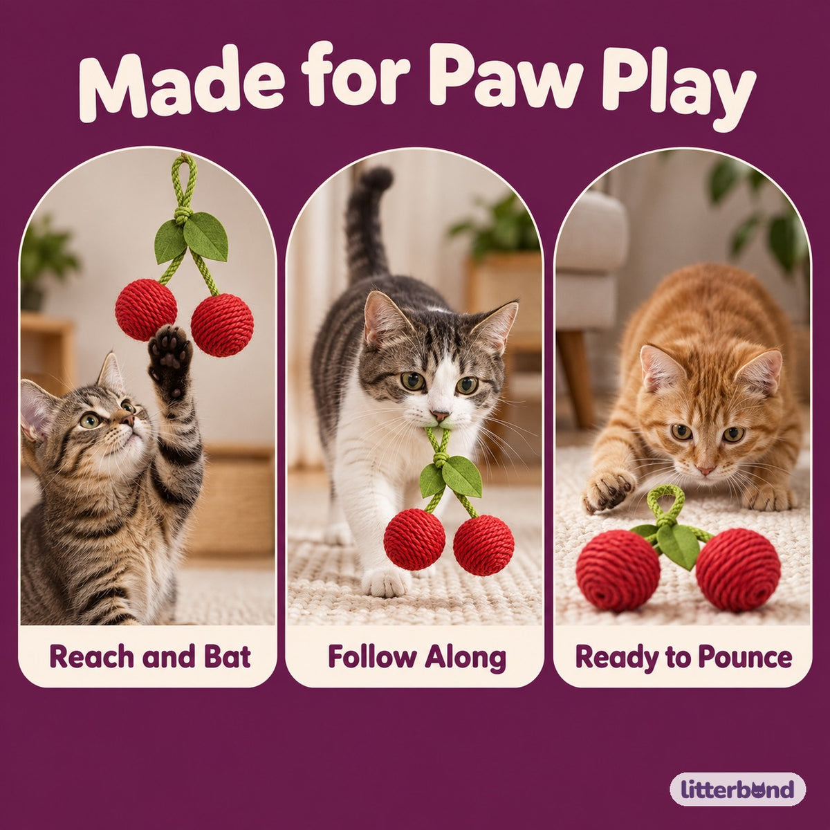 Cherry Rope Ball Toy - playtime at home