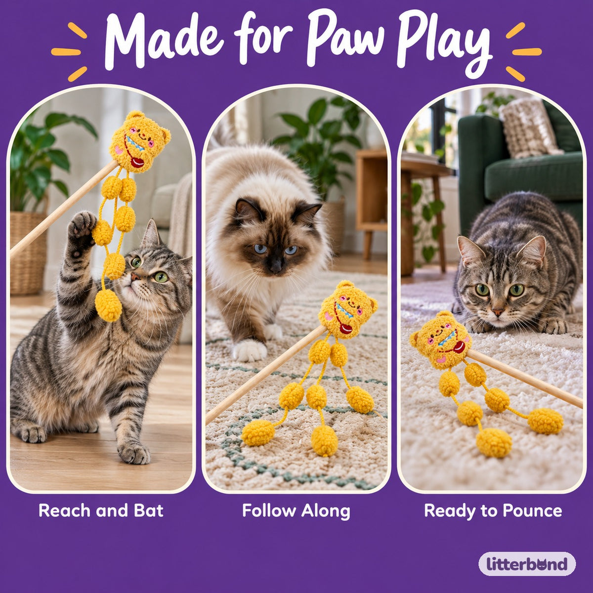 Teddy Pom-Pom Wand for Batting - playtime at home