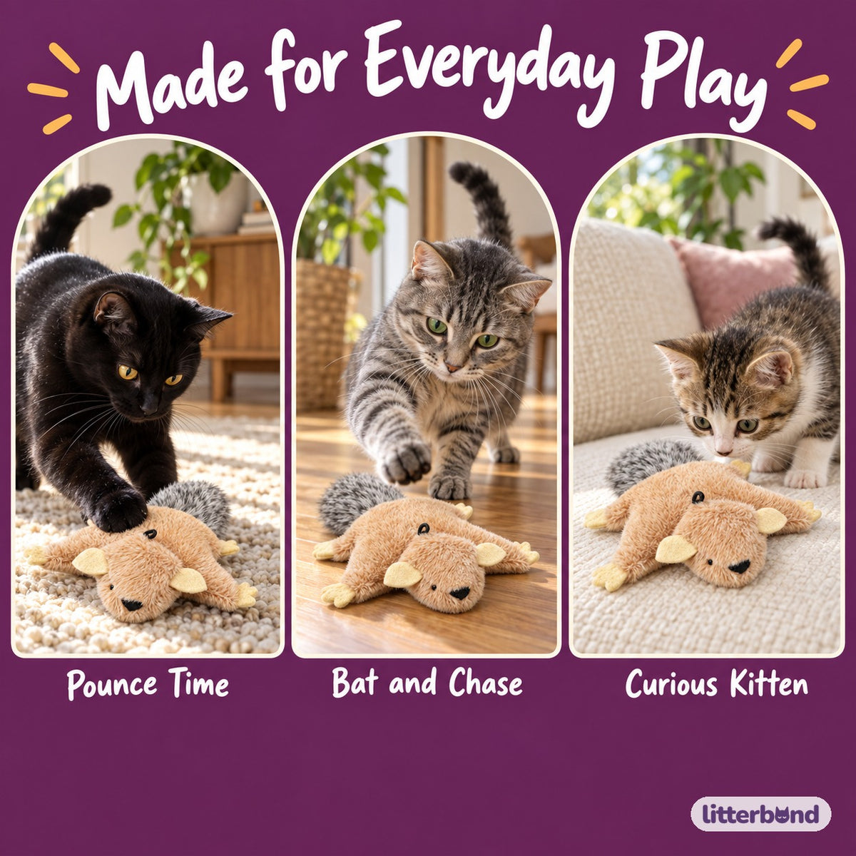 Flying Squirrel Plush for Batting - playtime at home