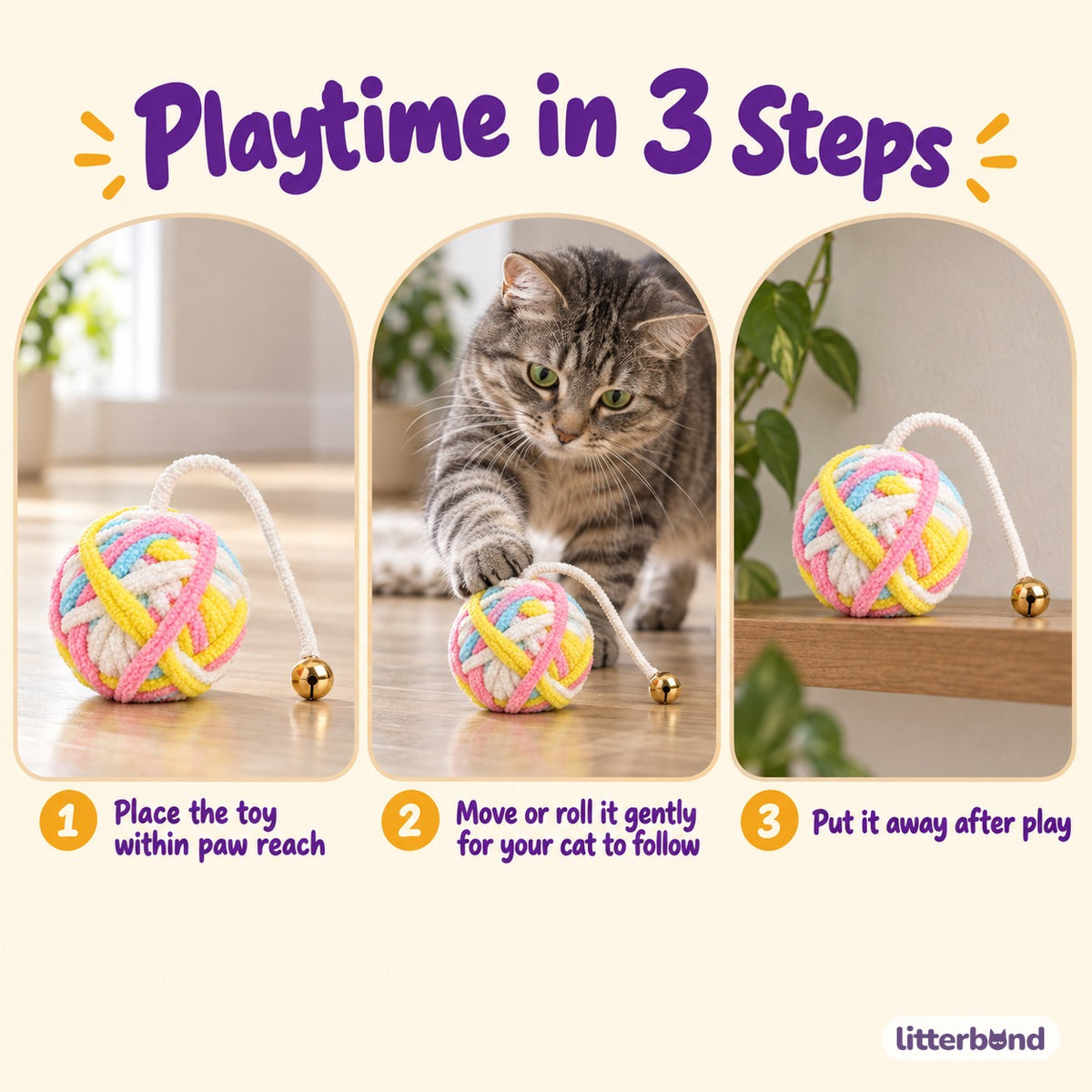 Yarn Ball Bell Toy - how to play