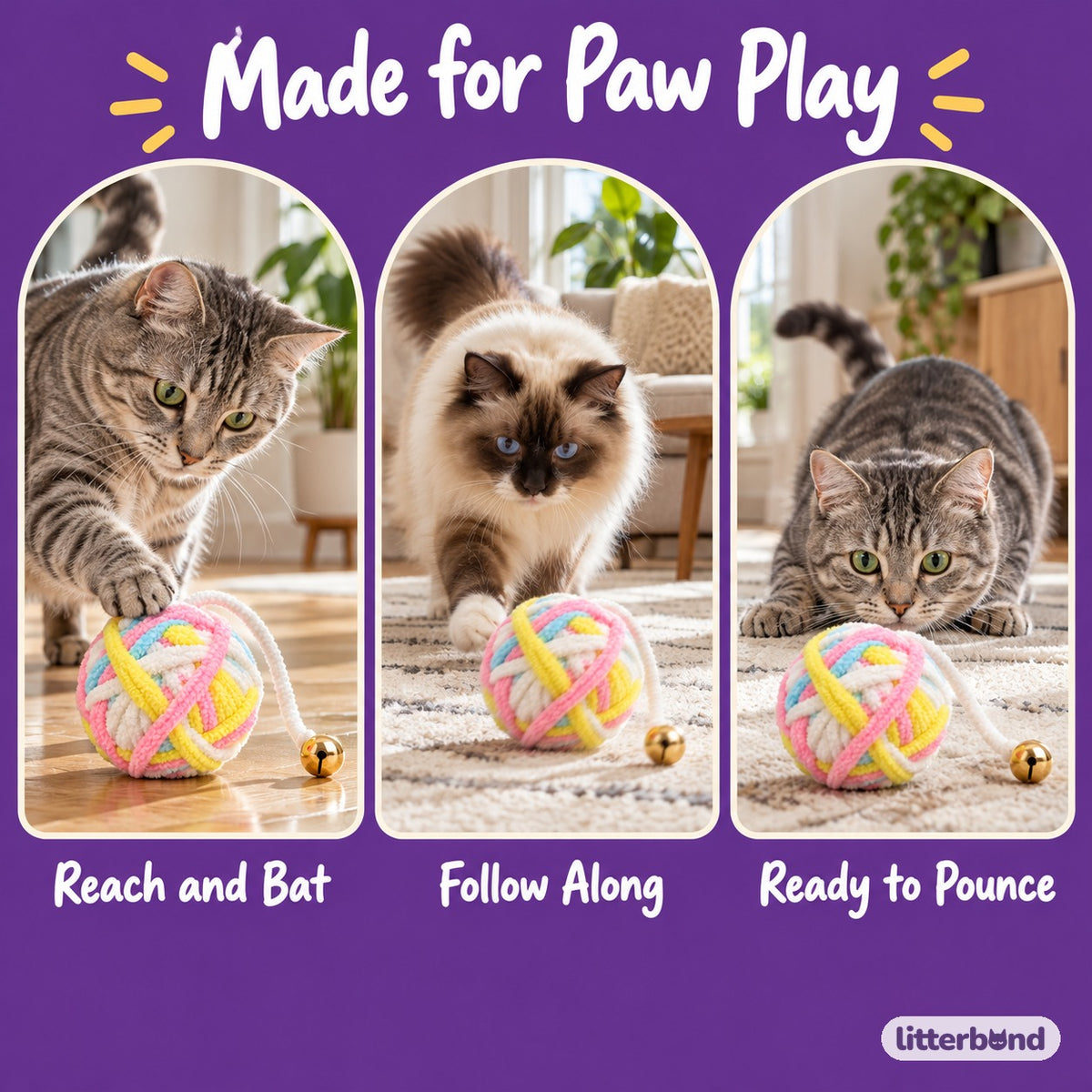 Yarn Ball Bell Toy - playtime at home