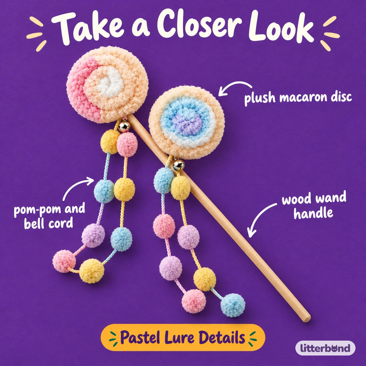 Pastel Macaron Teaser Wand for Batting - close-up details