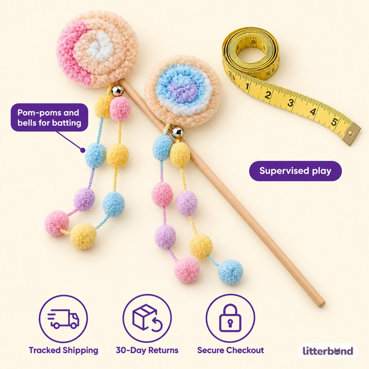 Pastel Macaron Teaser Wand for Batting - size and details
