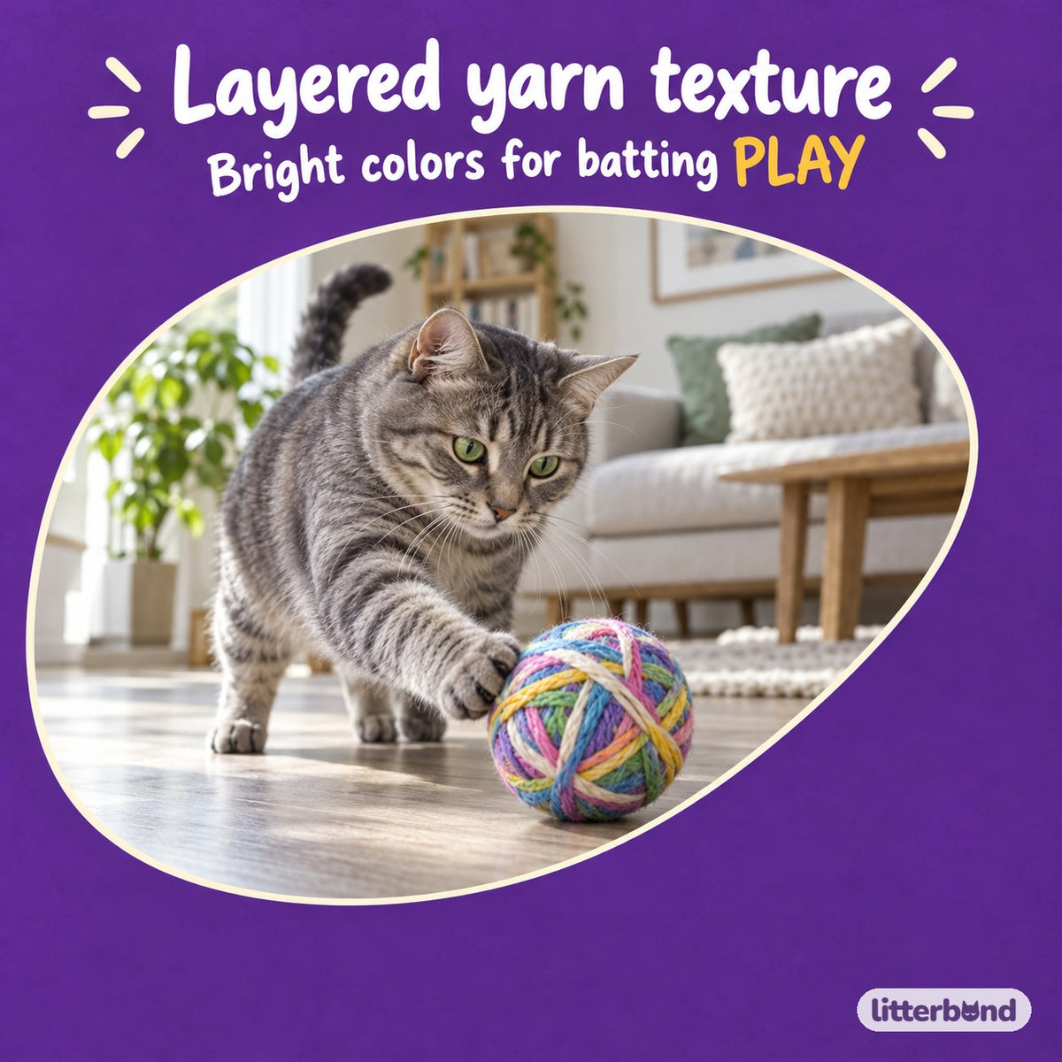 Colorful Yarn Ball for Batting with a cat