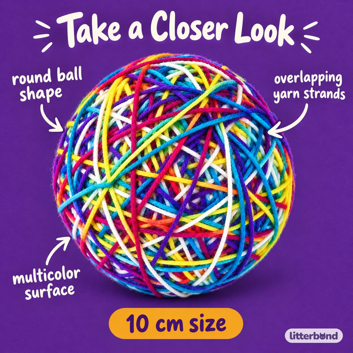 Colorful Yarn Ball for Batting - close-up details