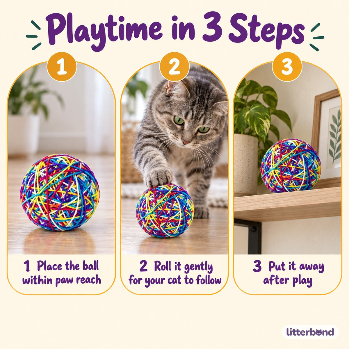 Colorful Yarn Ball for Batting - how to play