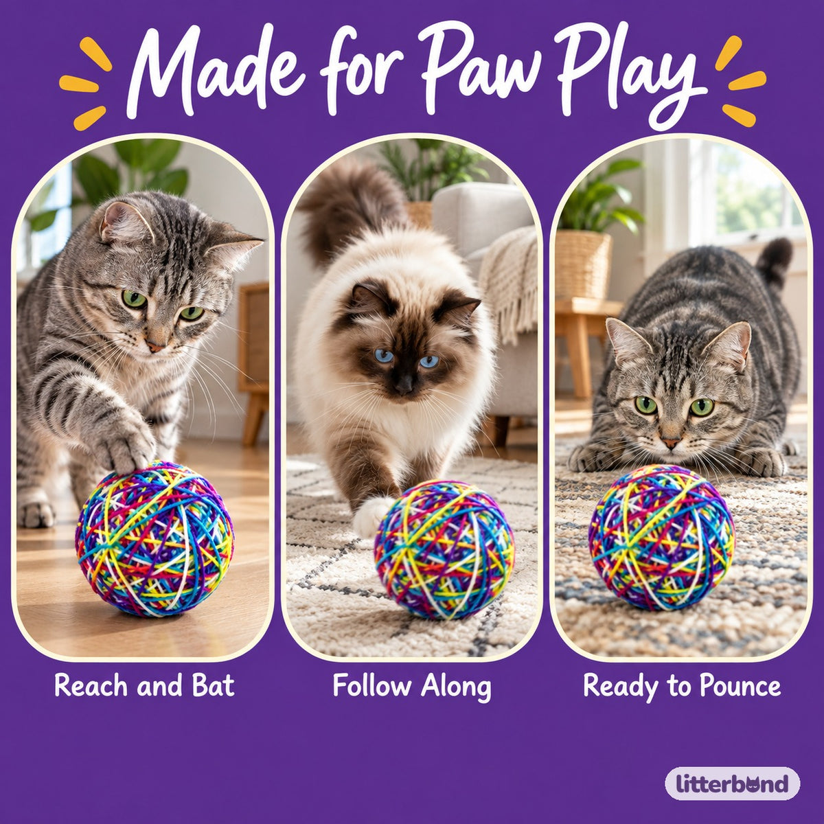 Colorful Yarn Ball for Batting - playtime at home
