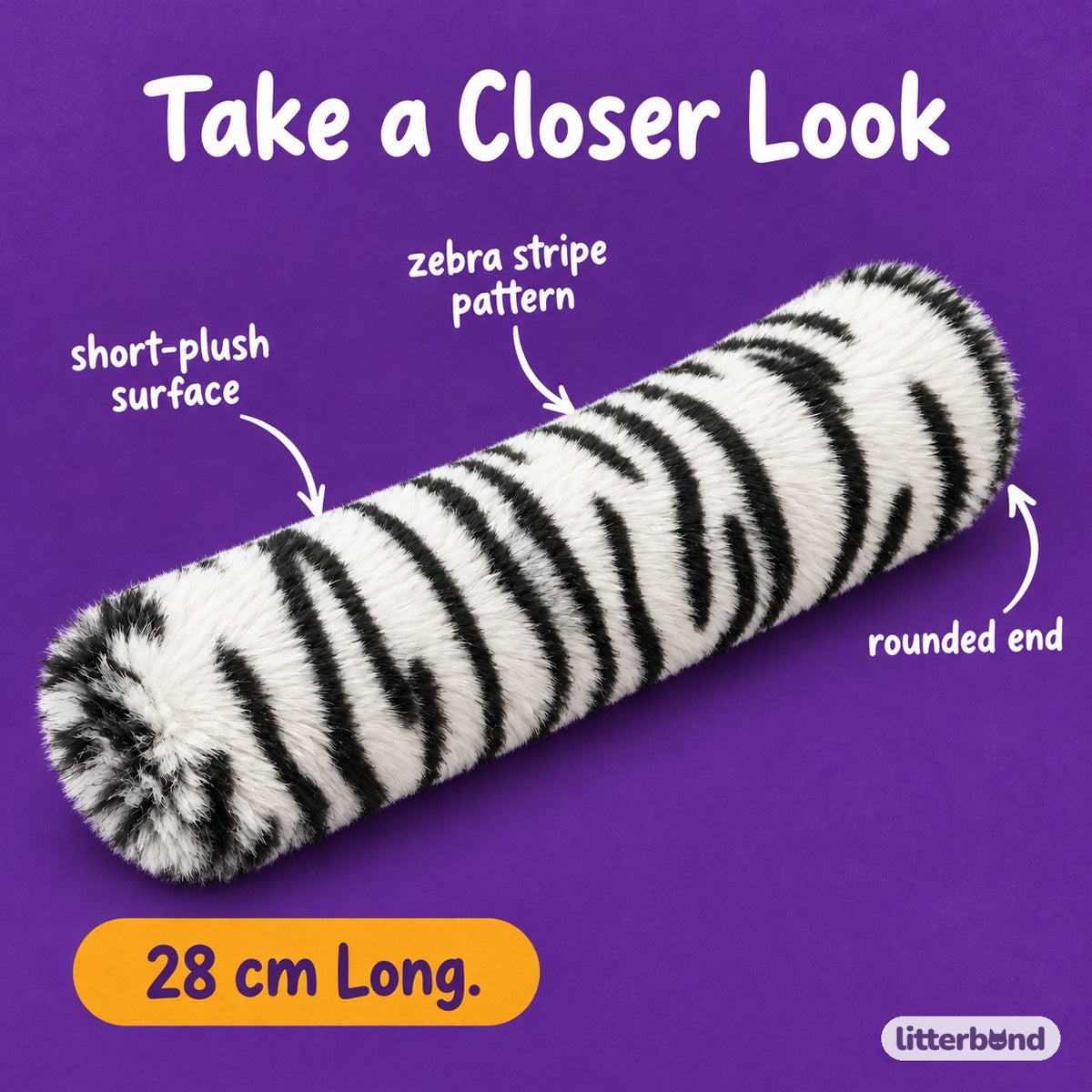 Zebra Stripe Kicker Pillow for Hugging - close-up details