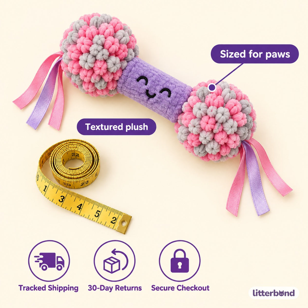 Bobble Dumbbell Plush Toy for Batting - size and details