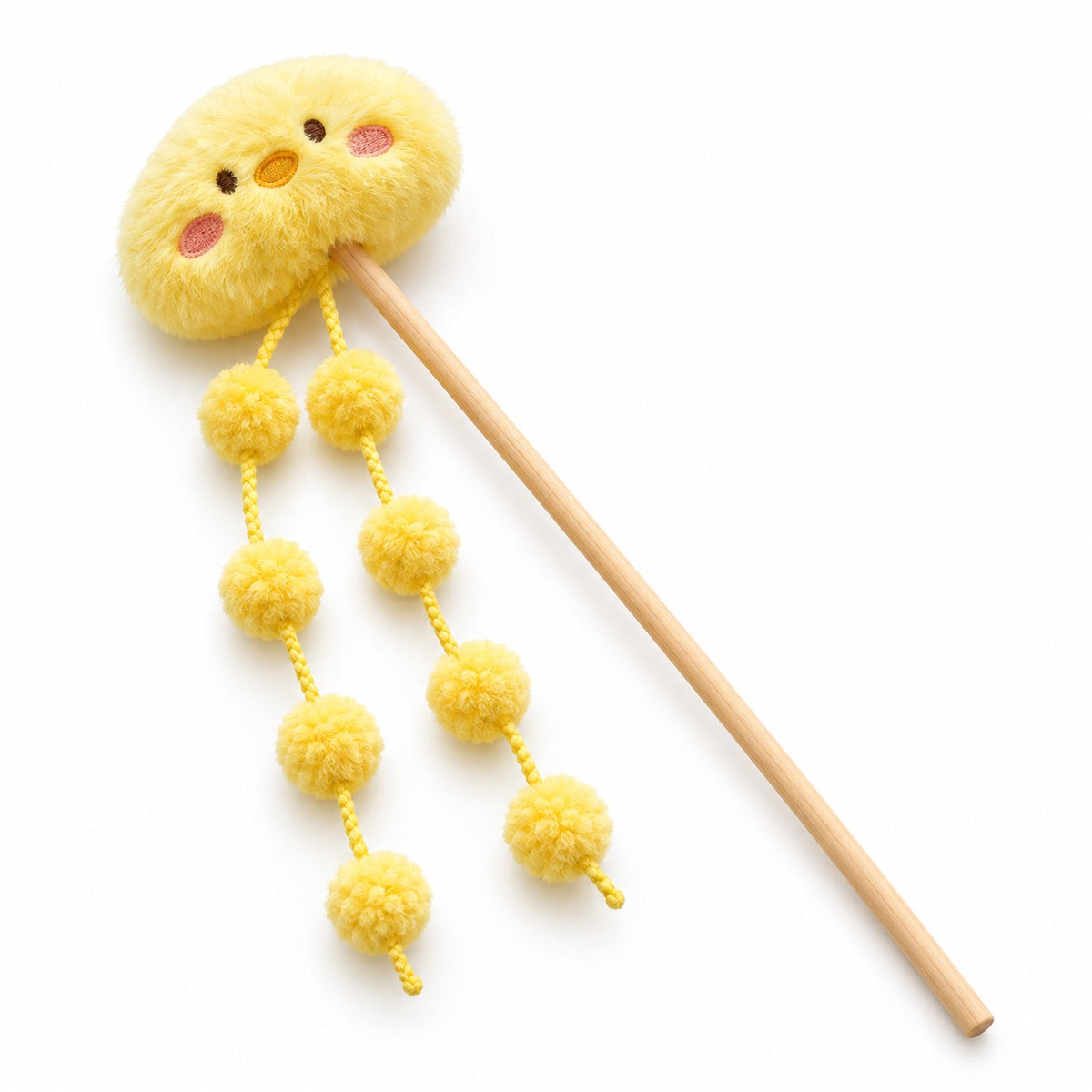Pom-Pom Plush Teaser Wand - Yellow Chick