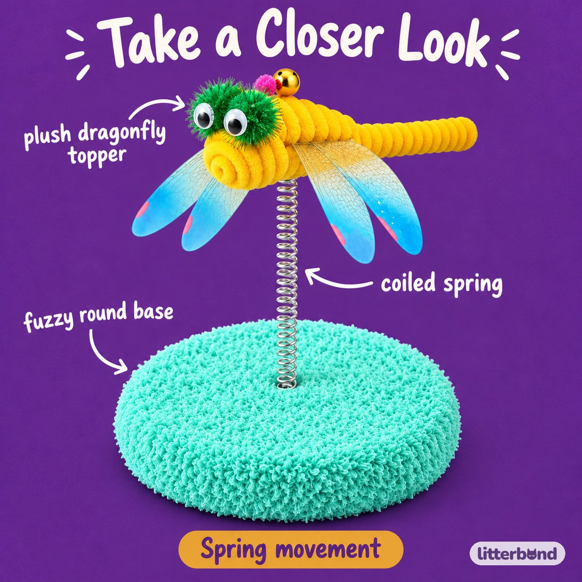 Dragonfly Spring Toy for Batting - close-up details