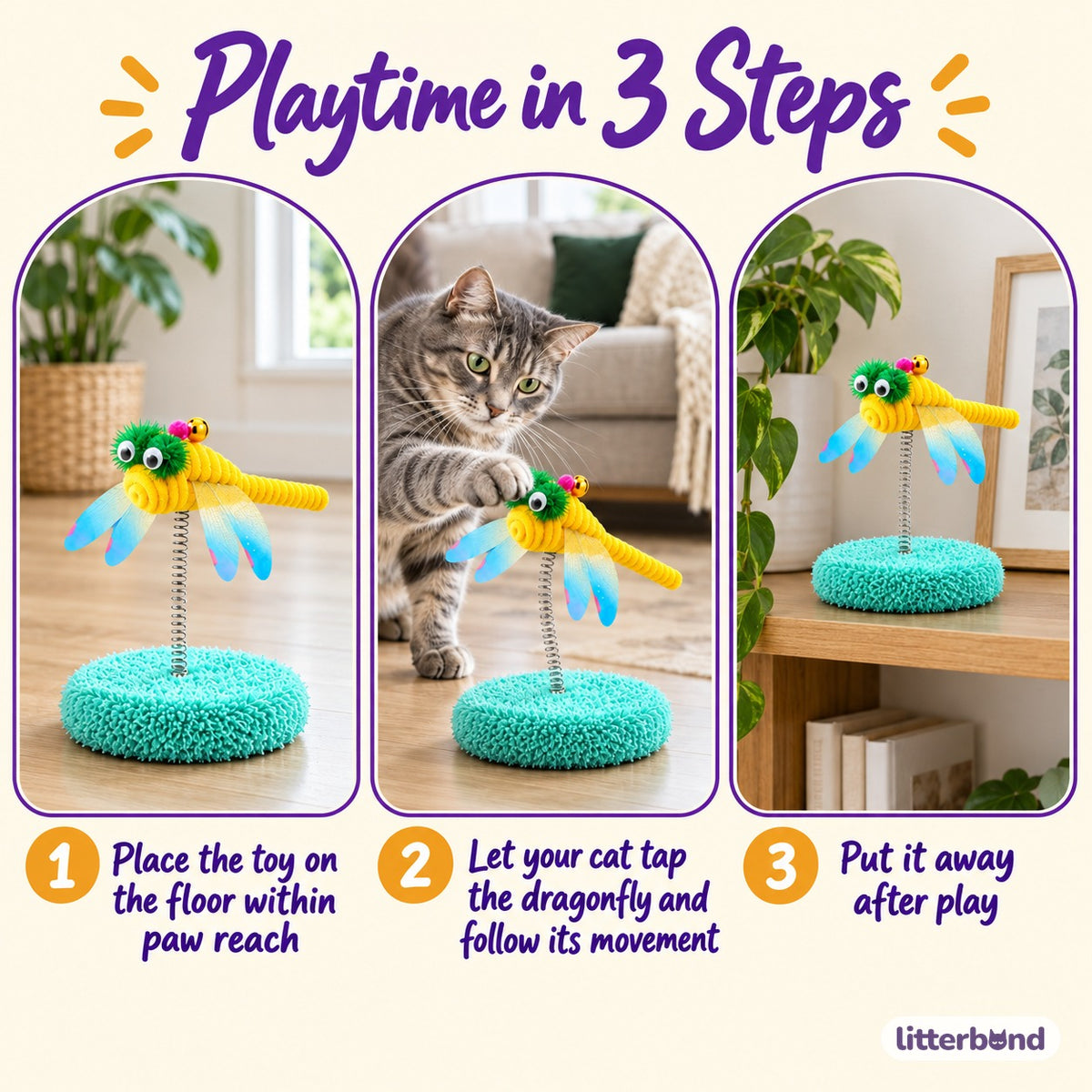 Dragonfly Spring Toy for Batting - how to play