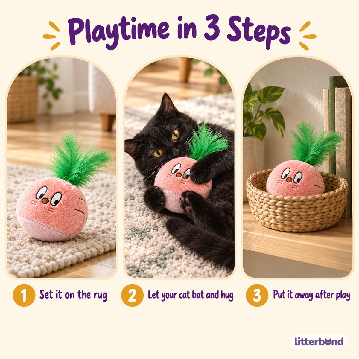 Pink Radish Plush for Hugging - how to play