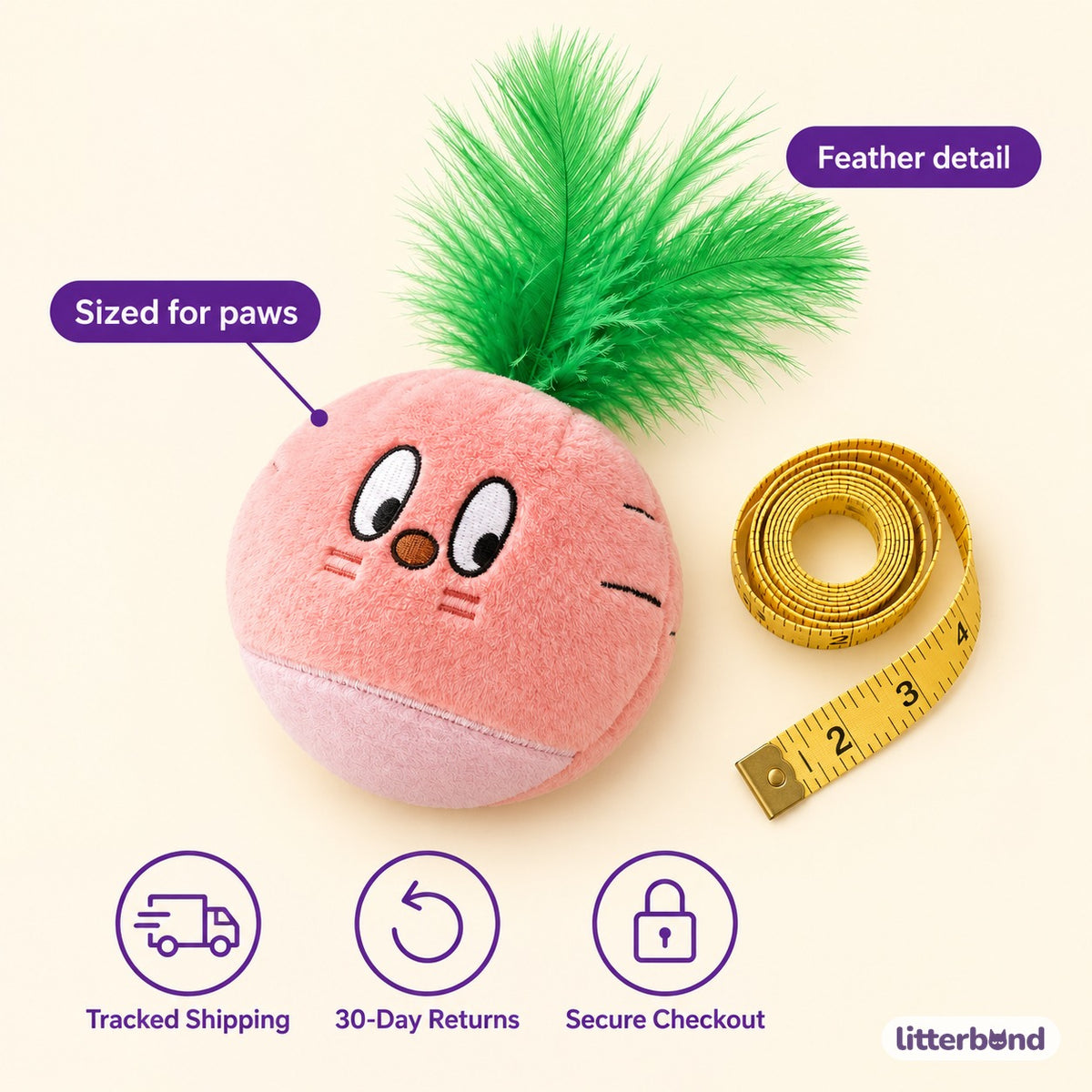 Pink Radish Plush for Hugging - size and details