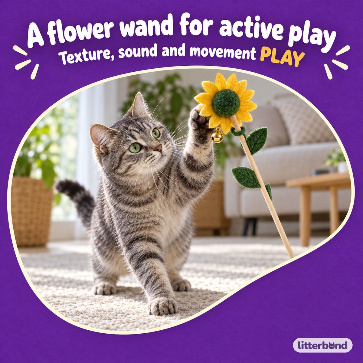 Sunflower Catnip Wand for Batting with a cat