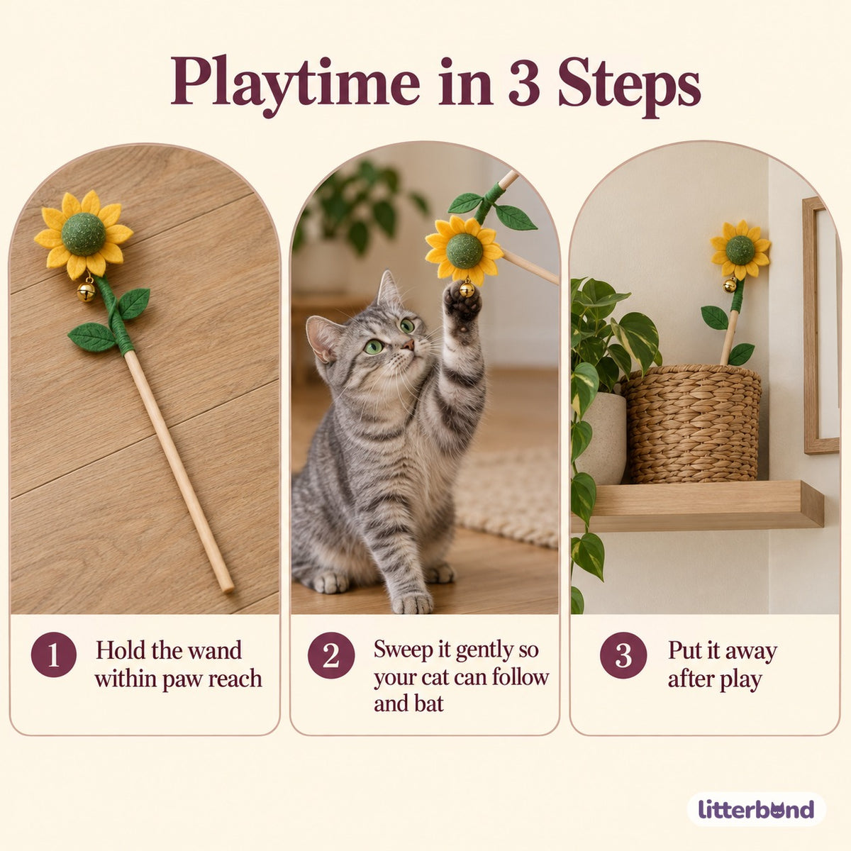 Sunflower Catnip Wand for Batting - how to play