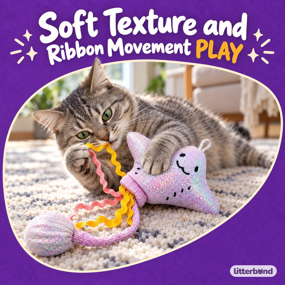 Iridescent Manta Ray Plush for Batting with a cat