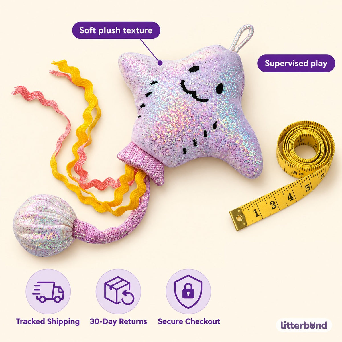 Iridescent Manta Ray Plush for Batting - size and details