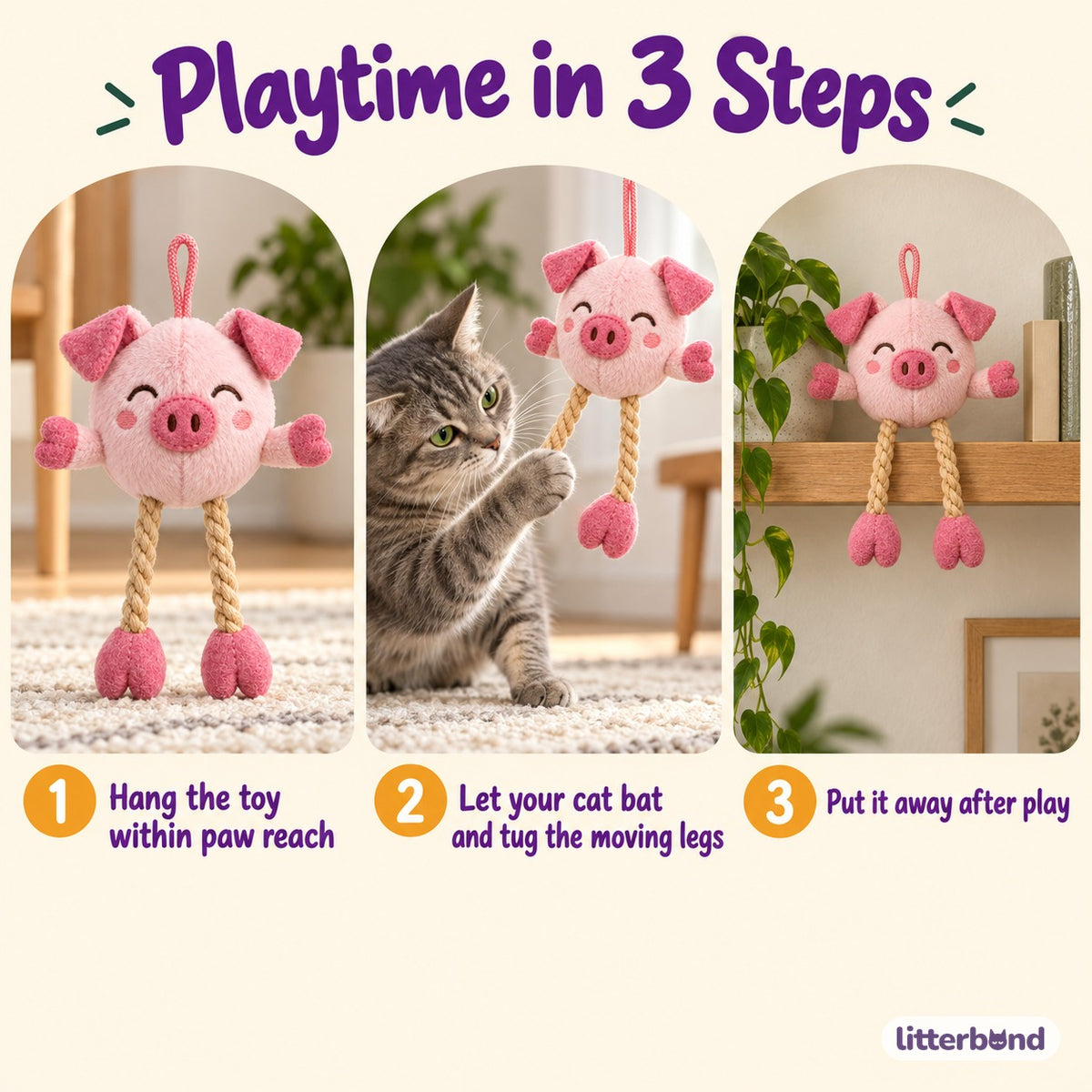 Pink Pig Hanging Toy for Batting - how to play
