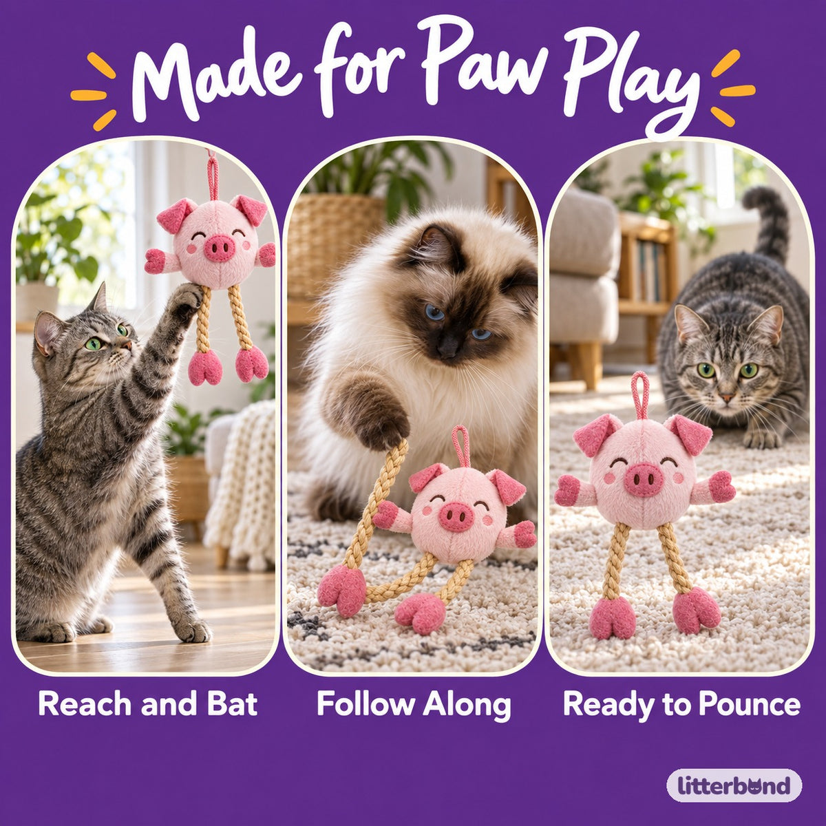 Pink Pig Hanging Toy for Batting - playtime at home