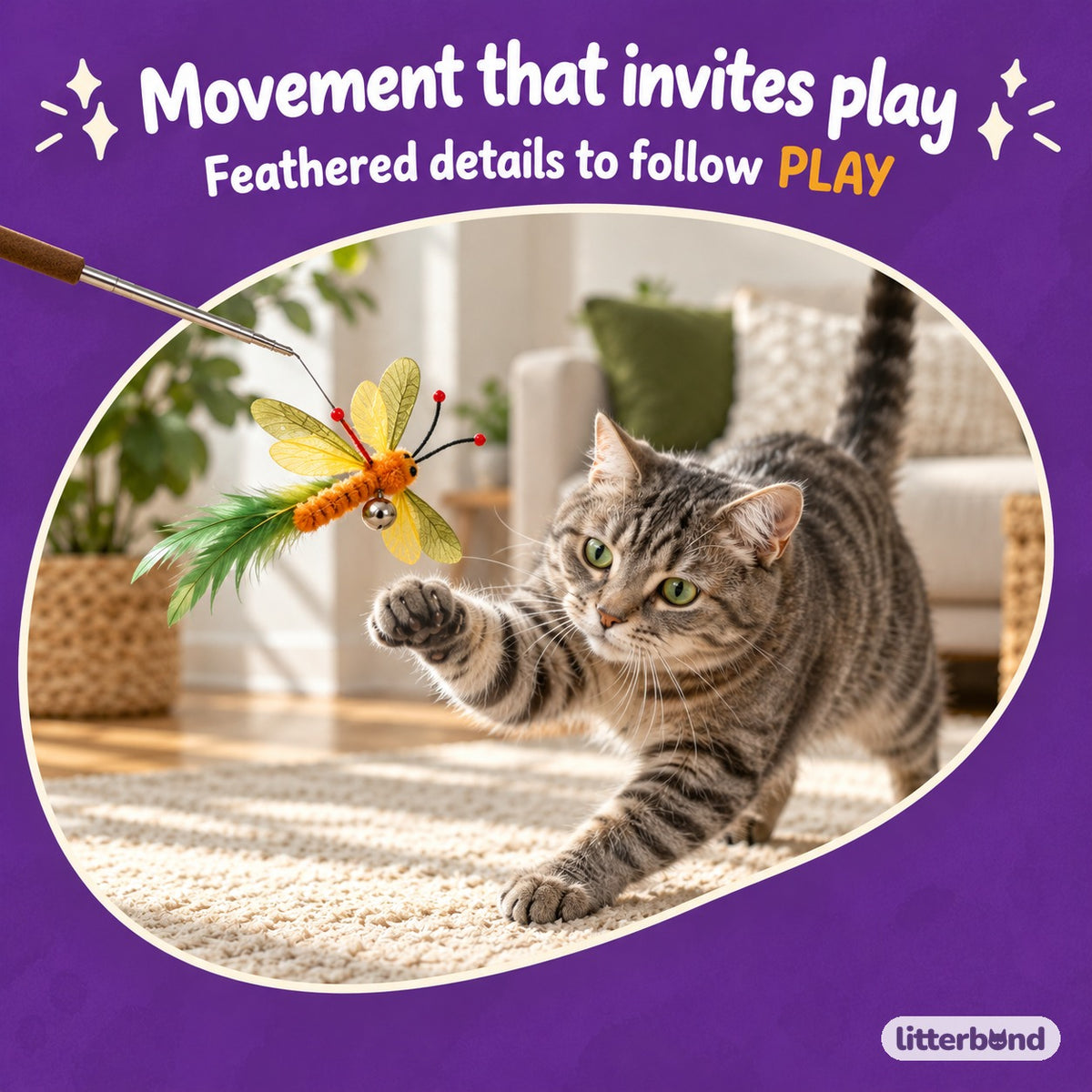 Feather Insect Wand for Chasing with a cat