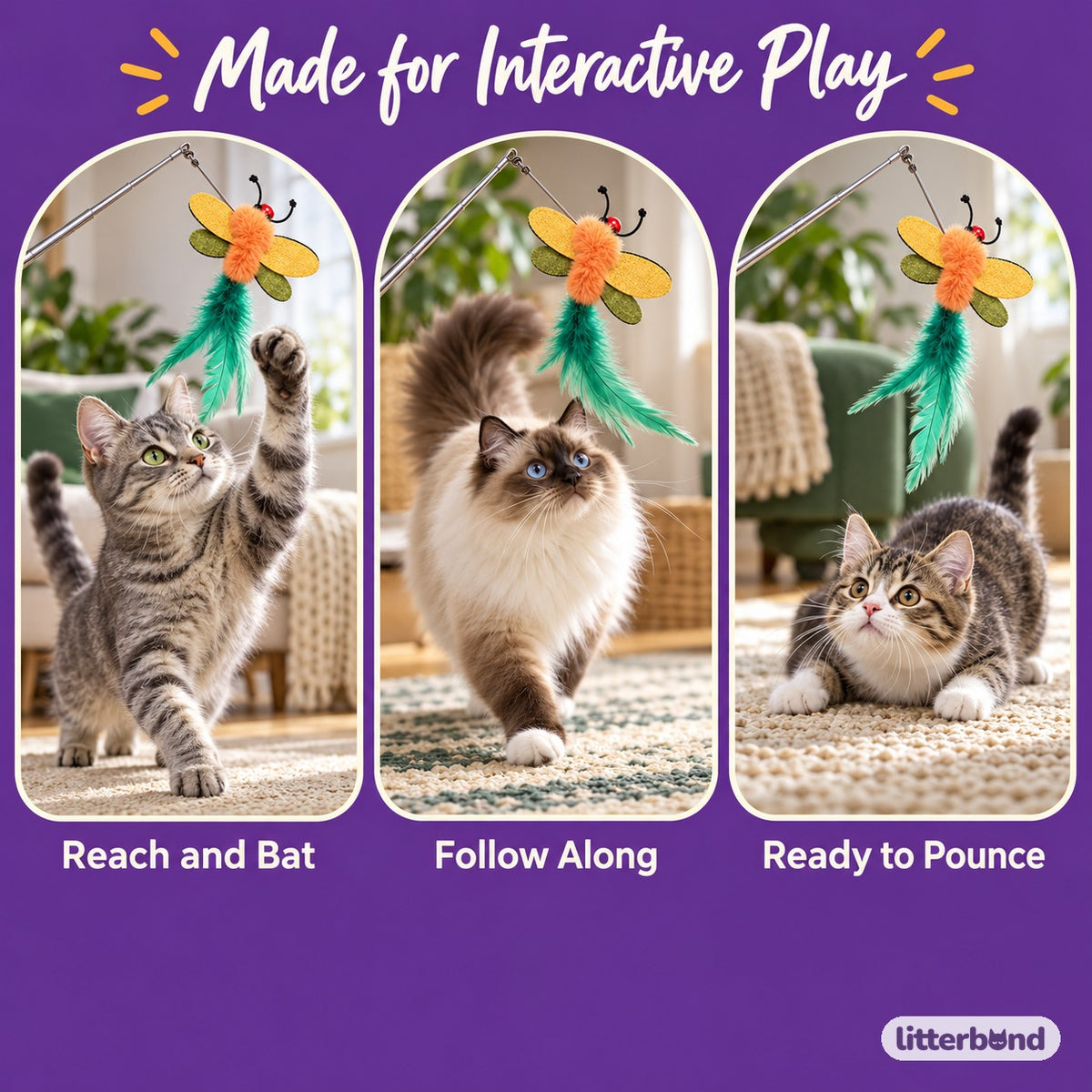 Feather Insect Wand for Chasing - playtime at home