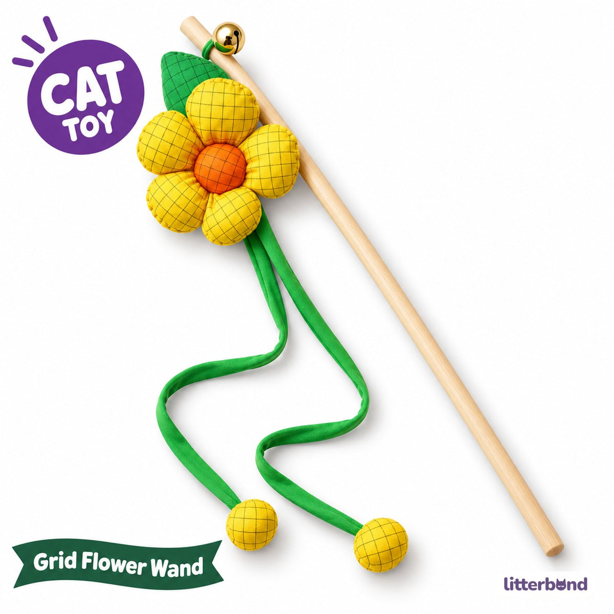 Grid Flower Ribbon Wand