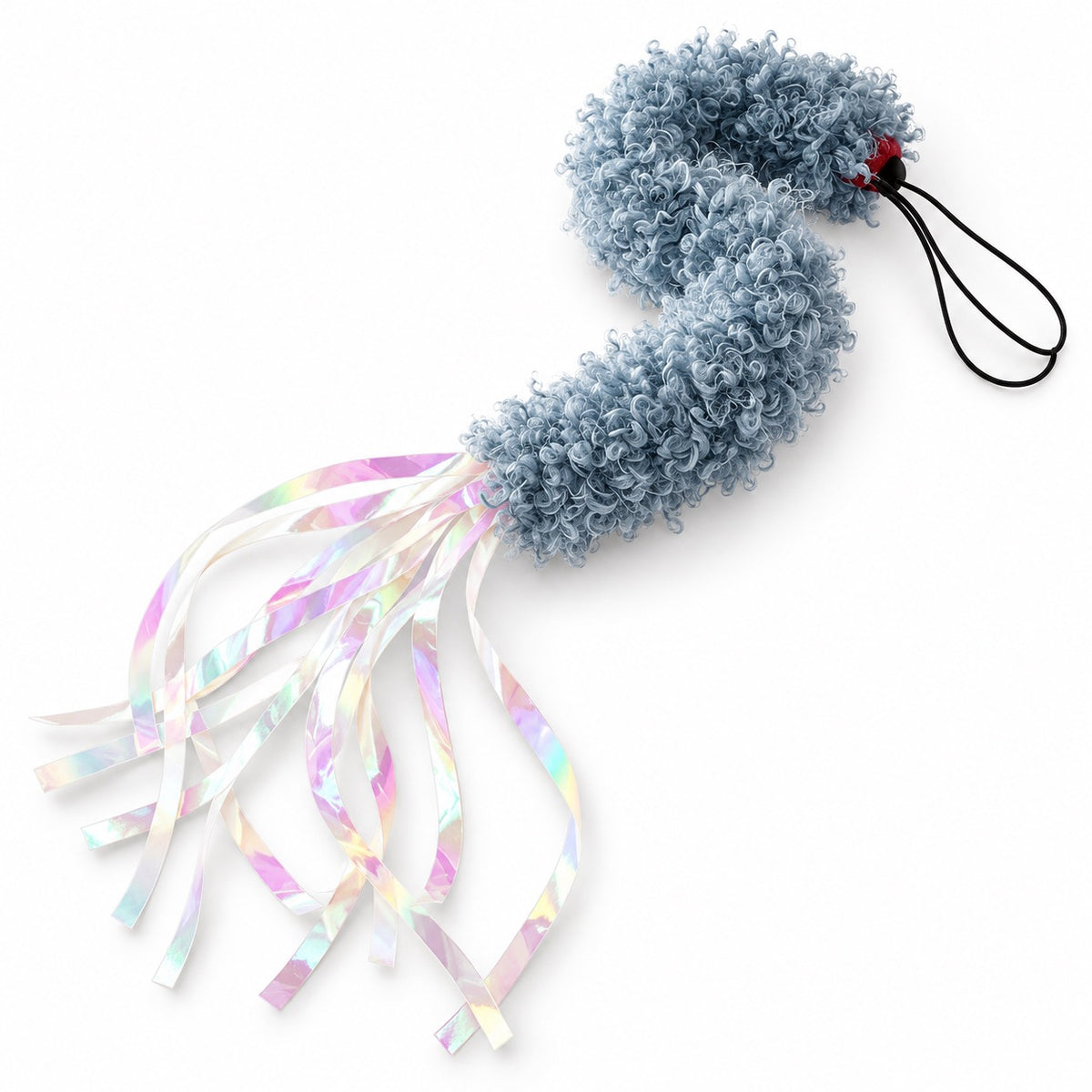 Iridescent Ribbon Teaser for Batting - Blue Curly Plush