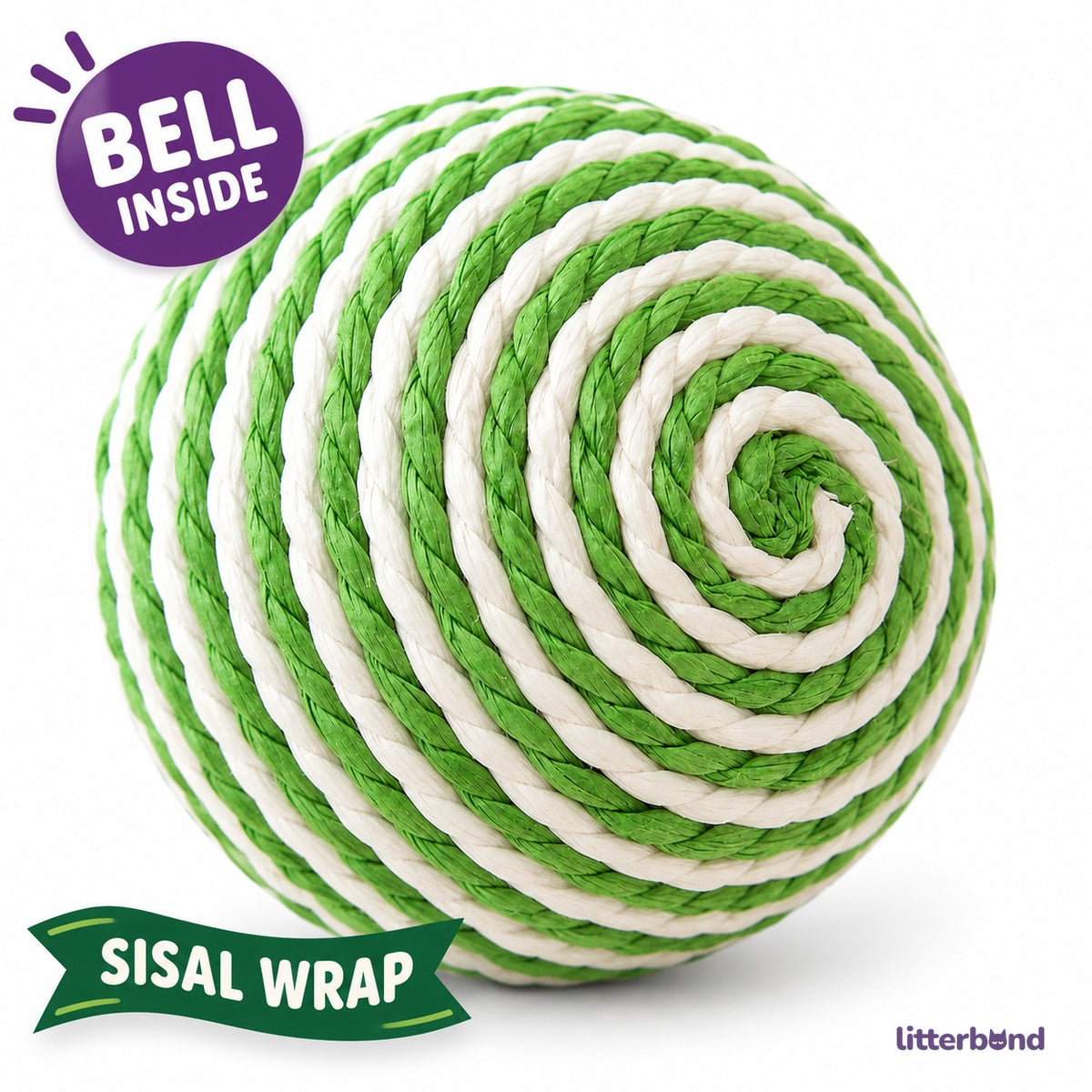 Green Stripe Sisal Bell Ball