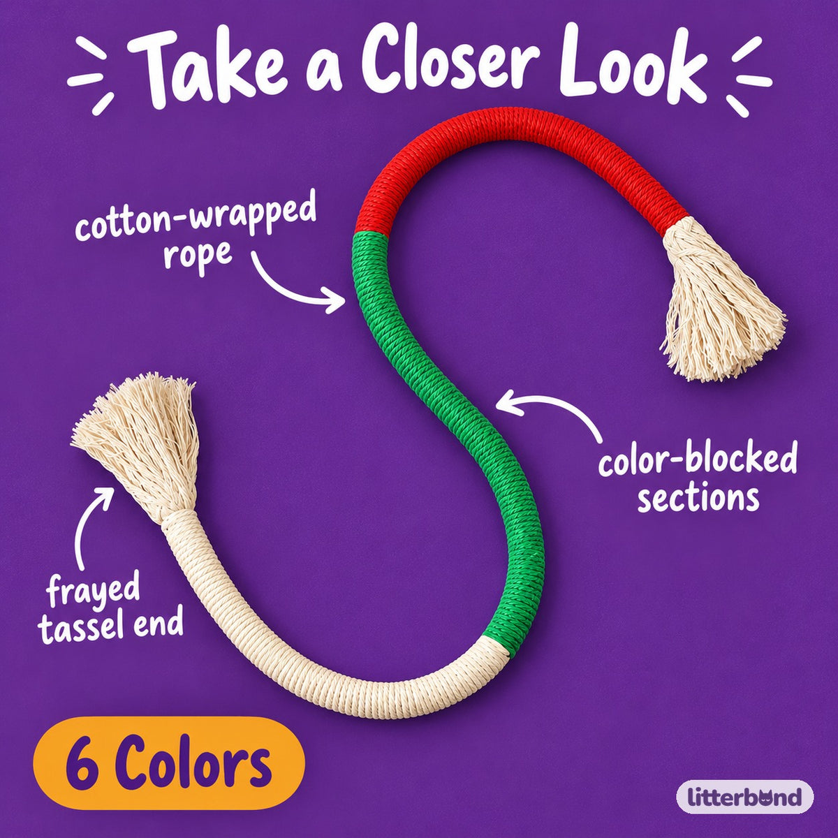Tassel Trail Rope Toy - close-up details