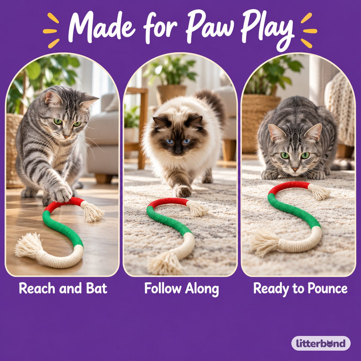 Tassel Trail Rope Toy - playtime at home