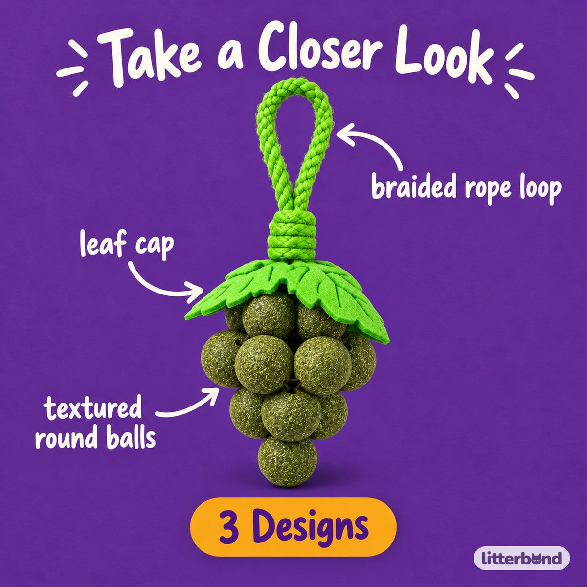 Textured Grape Cluster Hanging Toy - close-up details