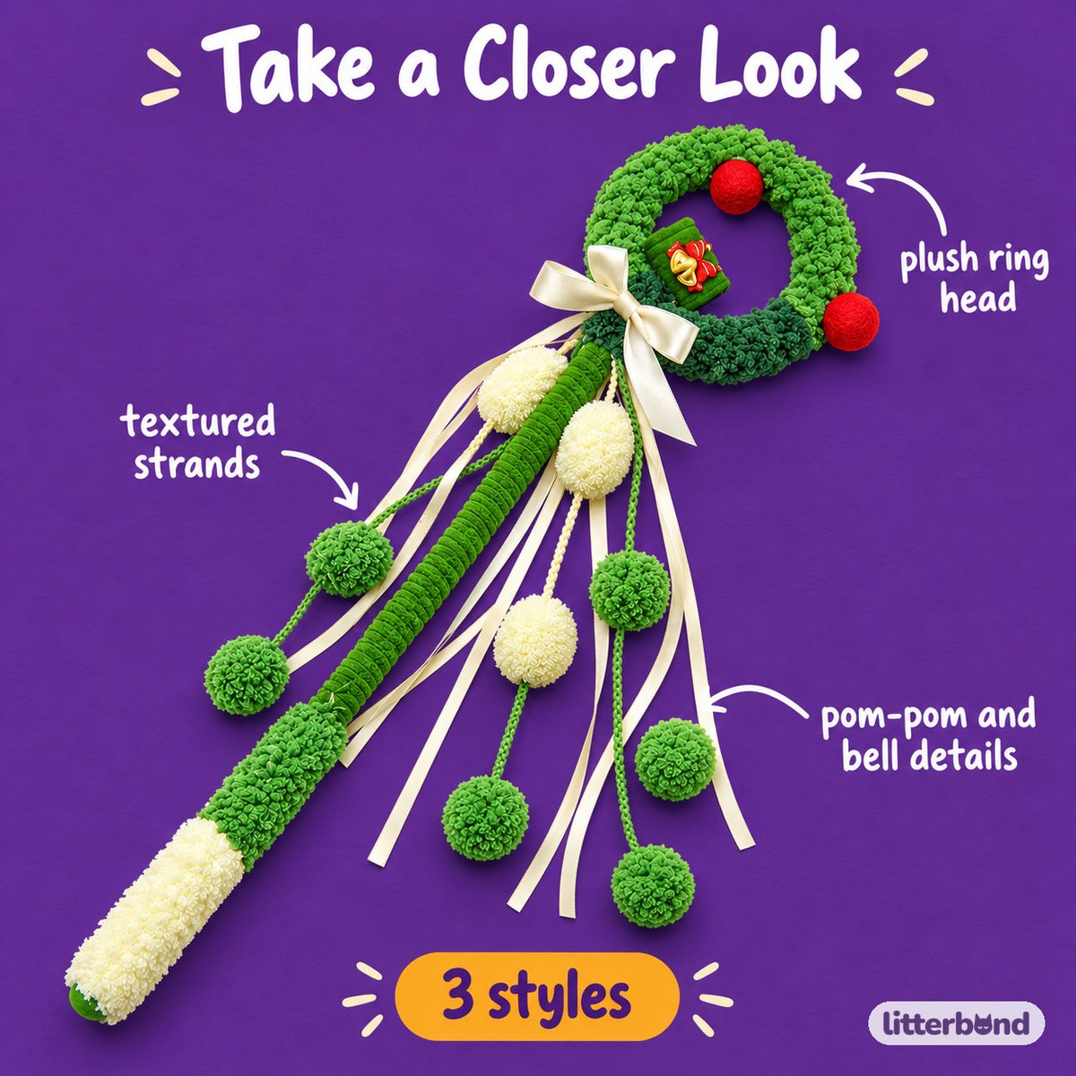 Macaron Plush Ring Wand - close-up details