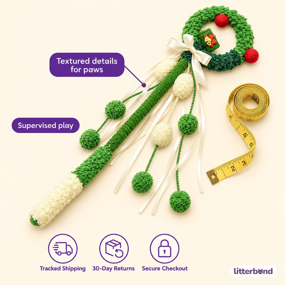 Macaron Plush Ring Wand - size and details