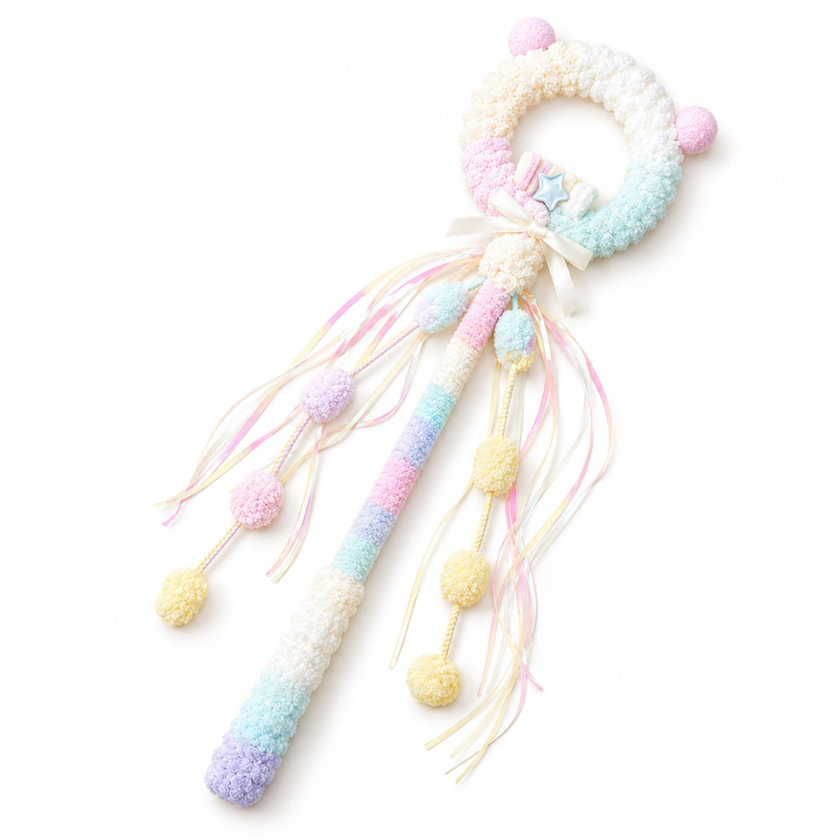 Macaron Plush Ring Wand - Pink White