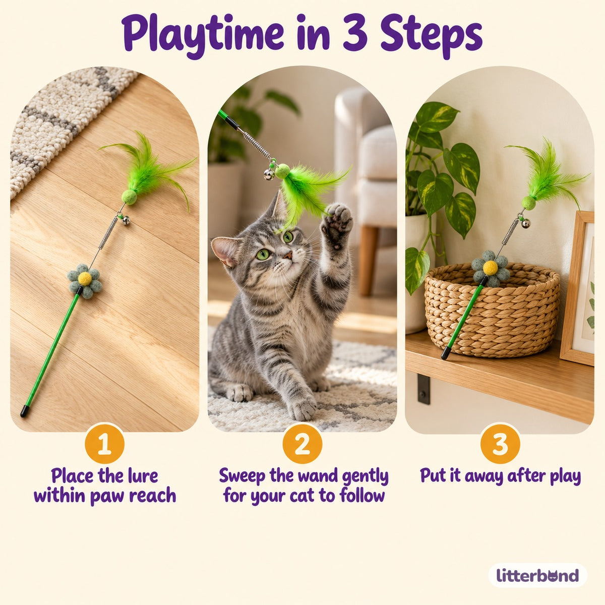 Flower Feather Wands for Chasing - how to play